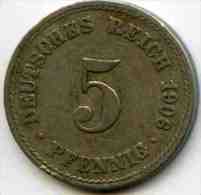 Allemagne Germany 5 Pfennig 1906 A J 12 KM 11 - 5 Pfennig