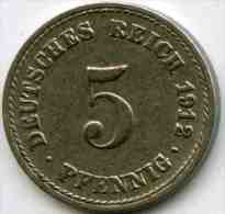 Allemagne Germany 5 Pfennig 1912 A J 12 KM 11 - 5 Pfennig