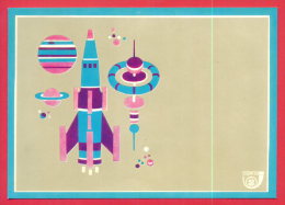 164995 / Bulgarian Illustrator ?? - MEANS OF COMMUNICATIONS - COSMOS SPACE  - SOFIA 1969 Bulgaria Bulgarie - Space