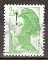 Timbre France Y&T N°2484 (02) Obl. Liberté De Gandon. 2 F. 00. Vert. Cote 0.15 € - 1982-1990 Liberté De Gandon