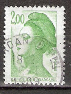 Timbre France Y&T N°2484 (05) Obl. Liberté De Gandon. 2 F. 00. Vert. Cote 0.15 € - 1982-1990 Liberté De Gandon