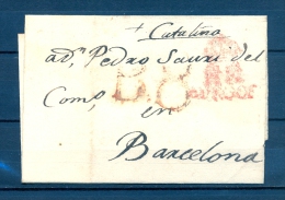 D.P. 7, 1824, BURGOS, ENVUELTA CIRCULADA A BARCELONA, MARCA PREF. Nº 11, RARA - ...-1850 Préphilatélie