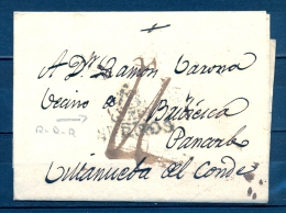 D.P. 7, 1803, BURGOS, CARTA CIRCULADA A VILLANUEVA DEL CONDE , MARCA PREF. Nº 8, RARA - ...-1850 Voorfilatelie