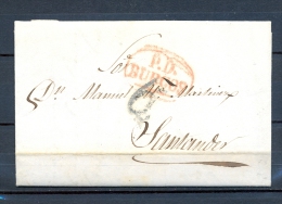 D.P. 7, 1842, BURGOS, CARTA CIRCULADA A SANTANDER , MARCA PREF. Nº 15 - ...-1850 Vorphilatelie