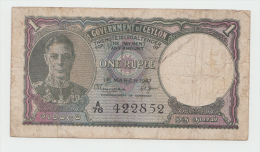 Sri Lanka Ceylon 1 Rupee 1947 VF Pick 34 - Sri Lanka