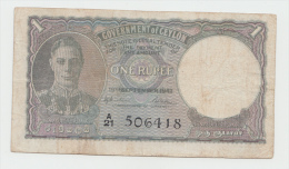 Sri Lanka Ceylon 1 Rupee 1942 VF Pick 34 - Sri Lanka