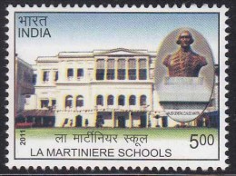 India MNH 2011, La Martiniere Schools, Controlled By The Church Of North India, Start By  Claude Martin Lyon France Born - Unused Stamps