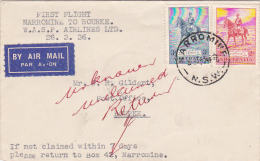 Australia 1936 First Flight Cover Narromine To Bourke - Erst- U. Sonderflugbriefe