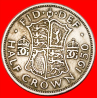 * COAT OF ARMS (1949-1952) GREAT BRITAIN HALF CROWN 1950! GEORGE VI (1937-1952)  LOW START NO RESERVE! - K. 1/2 Crown