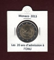 Pièce De 2 Euros  MONACO - Année 2013 -  Les 20 Ans D'admission à L' O.N.U. - Voir Les 2 Scannes - Monaco