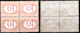 Italia-A.00629 - 1890/94 - Sassone: Segnatasse N.21a (++) MNH - Blocco Di 4 Con "Cifra Capovolta" - Postage Due