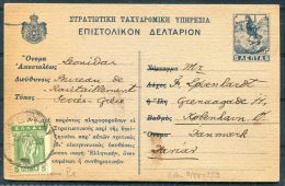 1920 Greece Fieldpost Feldpost Stationery Postcard - Copenhagen Denmark - Storia Postale