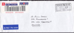 Canada Airmail Par Avion, Registered Recommandé & POSTE MAIL Labels, BROSSARD 2001 Cover Lettre To Denmark - Luftpost