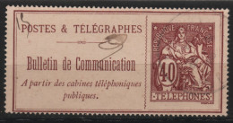 France - TIMBRE TELEPHONE N° 26 40c Brun-rouge Oblitéré Sans Défaut SUPERBE Oblitération Légère - A VOIR - Telegraaf-en Telefoonzegels