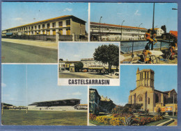 Carte Postale 82. Castelsarrasin  Terrain De Rugby  Maison De Retraite L'église Trés Beau Plan - Castelsarrasin