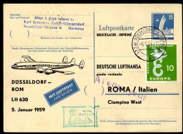 BERLIN P41 ZC3 Postkarte ZUDRUCK Luftpost Düsseldorf-Rom 1959  NGK 20,00 € - Postales Privados - Usados