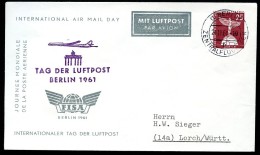 BERLIN PU19 C2/001b Privat-Umschlag Tag Der Luftpost MIT ADRESSZUDRUCK NICHT KATALOGISIERT 1961 - Sobres Privados - Usados