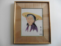 Asie :Tableau Asiatique   Portrait  Femme   Sur Toile - Aziatische Kunst