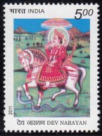 India MNH 2011, Dev Narayan, Warrior, Archer On Horse, Archery, Reptile Snake, Umbrella, Lotus Flower - Unused Stamps