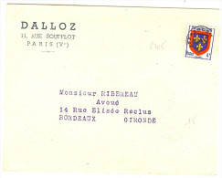 LGM FRANCE - PREO BLASON D'ANJOU SURCHARGE EPAISSE SUR LETTRE - 1953-1960