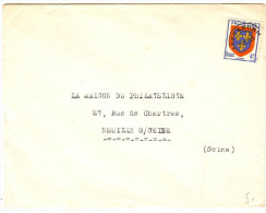 LGM FRANCE - PREO BLASON D'ANJOU SURCHARGE EPAISSE SUR LETTRE - 1953-1960