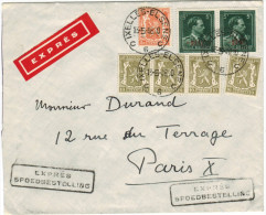 BELGIO - BELGIE - BELGIQUE - 1948 - 2 X 5F (-10%) + 5c + 4 X 10c - Exprès - Viaggiata Da Ixelles Per Paris, France - 1946 -10%