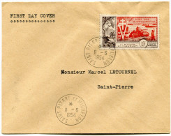 ST PIERRE ET MIQUELON LETTRE DEPART SAINT-PIERRE ET MIQUELON 8-6-1954 POUR SAINT PIERRE - Storia Postale