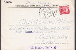 Ungarn Hungary STÄDTISCHES KRANKENHAUS, OZD 1962 Card Karte To KØBENHAVN K. Denmark (2 Scans) - Lettres & Documents