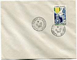 ST PIERRE ET MIQUELON LETTRE AFFRANCHIE AVEC N°347  OBLITERATION SAINT PIERRE ET MIQUELON 15-12-1952 - Storia Postale