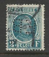 BELGIQUE , BELGIE ; Perforé , Perfin ; " F.B " , 2 Frs , Albert 1er , 1921 - 1927 , N° YT 208 - 1909-34