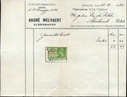 Faktuur Facture - Kleermaker Andre Welvaert  - Brugge 1942 - Kleidung & Textil