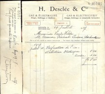 Faktuur Facture - Gas En Electriciteit Desclée & Cie - Brugge 1927 - Électricité & Gaz