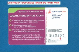 10 / 01  WWW MACARTE.COM 2 FUTUR MARIAGE  F1177B 970  OB2 DN - D + 8 CARAC. LASERS 50 UNITE  UTILISÉE - Fehldrucke