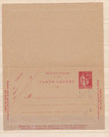 FRANCE ENTIER CARTE LETTRE 50C PAIX ROUGE SUR CHAMOIS GRIS NEUF TRES BEAU - Letter Cards