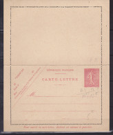 FRANCE ENTIER CARTE LETTRE 10C ROSE TYPE SEMEUSE LIGNEE TRES BEAU - Kartenbriefe