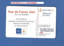 VARIÉTÉS TOUR DE FRANCE 2001 - MAIRIE F1143A  970 SO6  DN - A COLLE à 8 CARAC. LASERS -9 CHIFFRES JG ET D ? UTILISÉE - Variedades