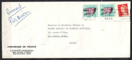 Lettre  Cachet MELBOURNE Le 2 SEP 1969  De L AMBASSADE De FRANCE  Avec  3 Timbres  Par Avion Pour PARIS - Lettres & Documents