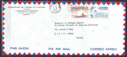 Lettre  De MONTREAL  Le 3 IV 1957  Affranchie Avec 2 Timbres  AMBASSADE De FRANCE Au CANADA    Pour PARIS Par Avion - Briefe U. Dokumente
