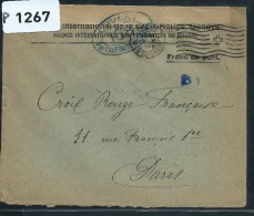 FRANCE- LETTRE DE LA CROIX ROUGE DE GENEVE POUR PARIS  AVEC CONTOLE POSTAL  1916 A VOIR - Croix Rouge