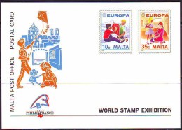 MALTA - POST EXHIBITION  CARD  EUROPA - CHILDREN GAMES - DOLS - 1989 - Puppen