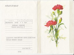 FLOWERS, CARNATIONS, LUXURY TELEGRAMME, A5 FORMAT, HUNGARY - Telégrafos