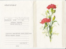 FLOWERS, CARNATIONS, LUXURY TELEGRAMME, A5 FORMAT, HUNGARY - Télégraphes