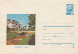 TRAM, TRAMWAY, BUCHAREST VIEW, BRIDGE, COVER STATIONERY, ENTIER POSTAUX, 1973, ROMANIA - Tranvie