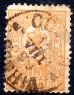 BULGARIA 1889  Lion -  15s. - Orange FU NICE CANCELLATION, SOME PAPER ATTACHED - Oblitérés