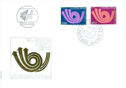 Jugoslawien Belgrad SST 1973 FDC Europa Posthorn - Briefe U. Dokumente