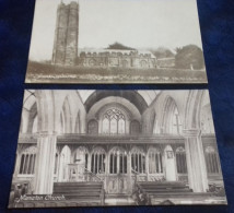 TWO OLD POSTCARDS OF St Winfreds Church Manaton Dartmoor Devon INTERIOR & EXTERIOR - Altri & Non Classificati