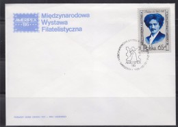 = Pologne Exposition Philatélique Internationale Ameripex86 Enveloppe Varsovie 22 05 1986 Ignace Paderewski - Storia Postale