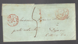 SUISSE Marque Postale Taxée De 1849 De Genéve Pour Dijon - ...-1845 Prefilatelia