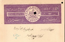 India Fiscal Patiala State 1Re Stamp Paper Type10 KM108 Court Fee # 10836H Inde Indien - Patiala