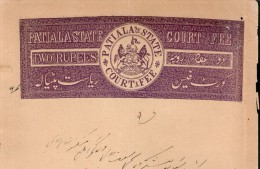 India Fiscal Patiala State 2Rs. Stamp Paper Type10 KM109 Court Fee # 10836O Inde Indien - Patiala